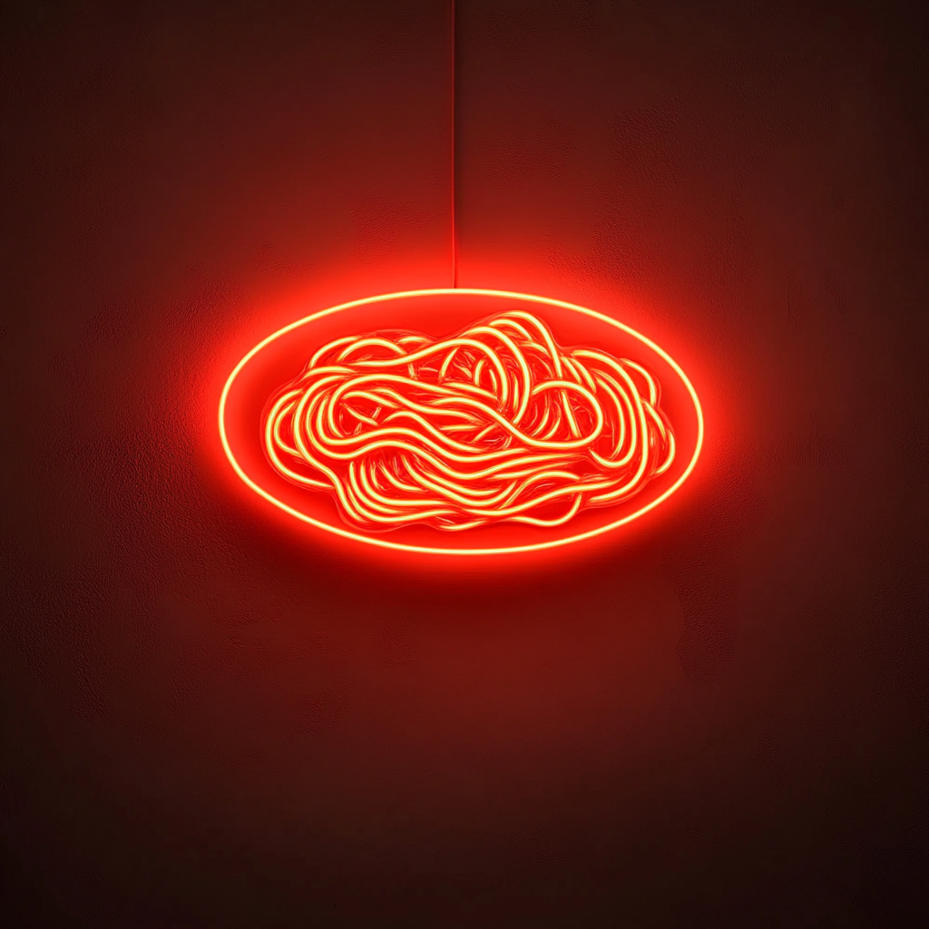 Spaghetti Plate - Red Neon Sign, 18 Inches