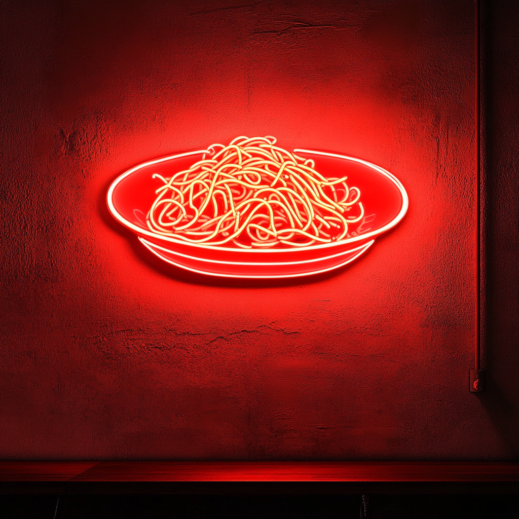 Spaghetti Plate - Red Neon Sign, 24 Inches