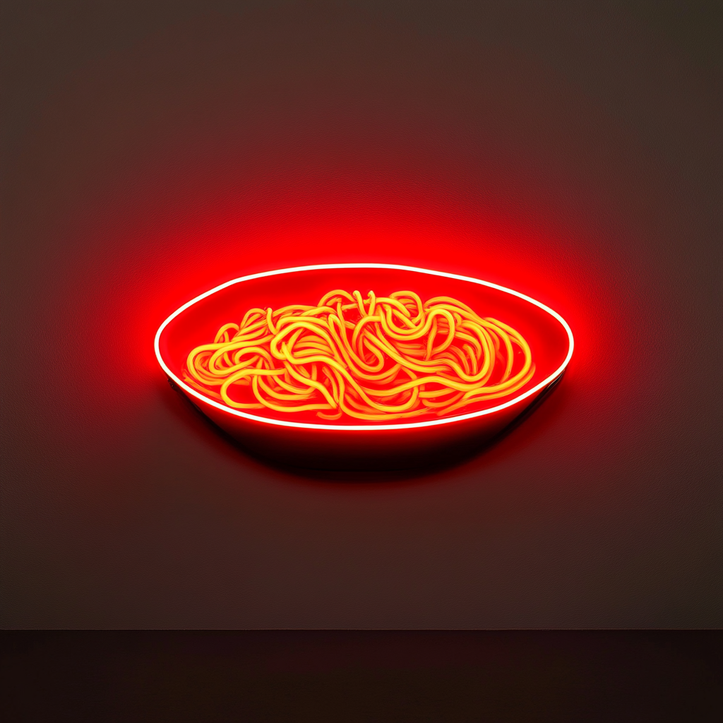 Spaghetti Plate - Red Neon Sign, 24 Inches