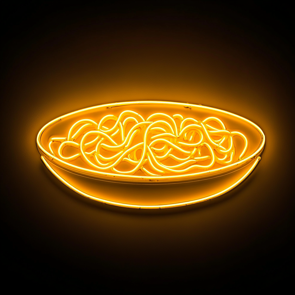 Spaghetti Plate - Yellow Neon Sign, 24 Inches