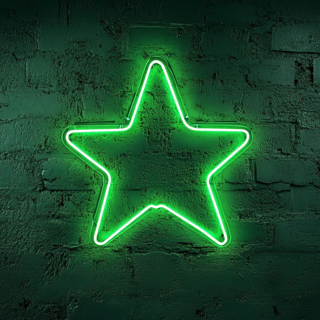 Sparkle Stars - Green Neon Sign, 18 Inches