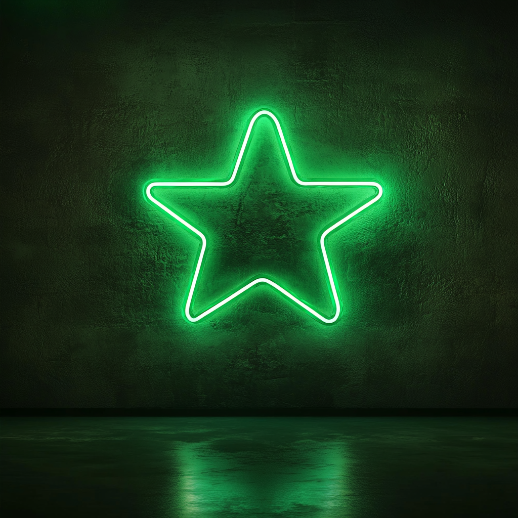 Sparkle Stars - Green Neon Sign, 18 Inches