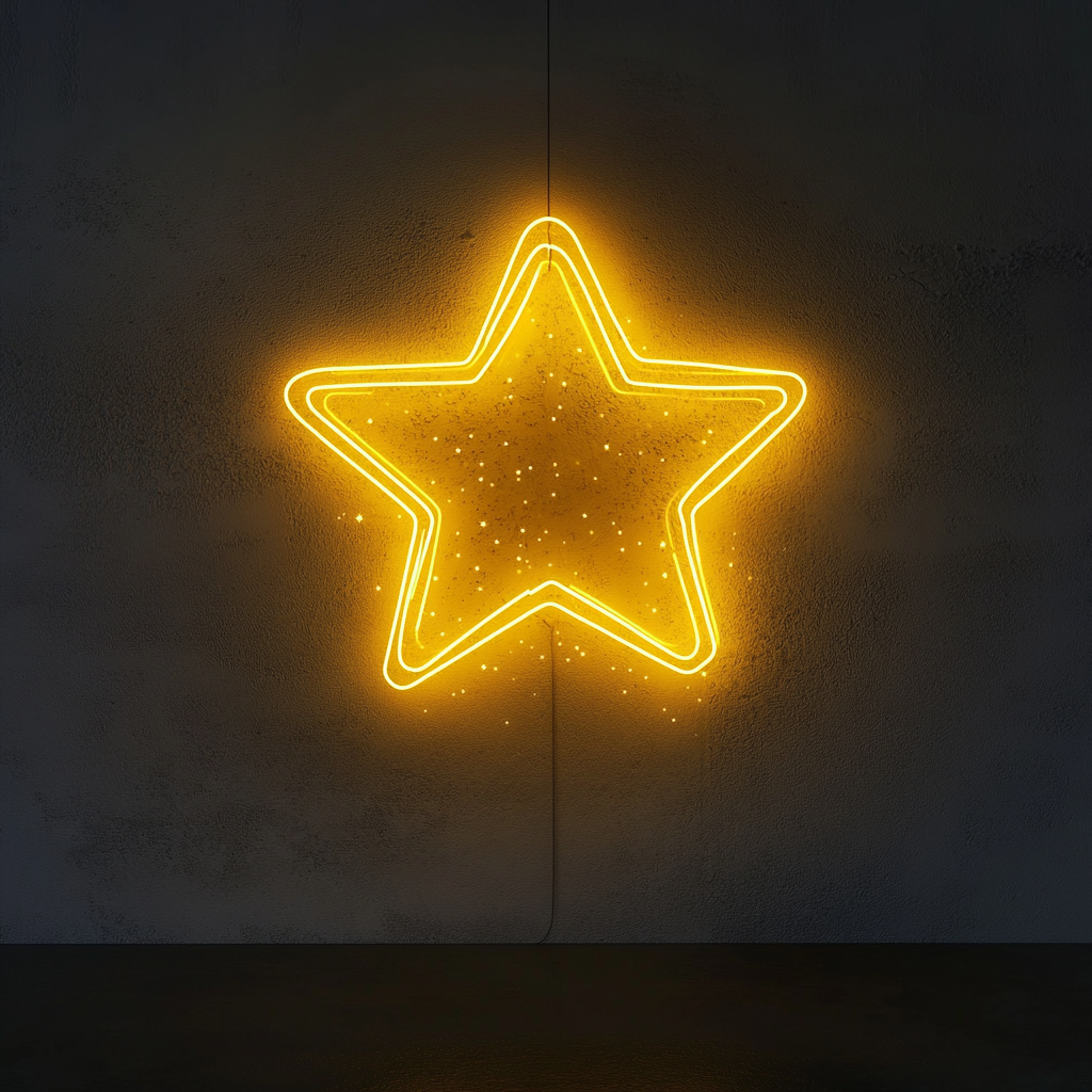 Sparkle Stars - Yellow Neon Sign, 24 Inches