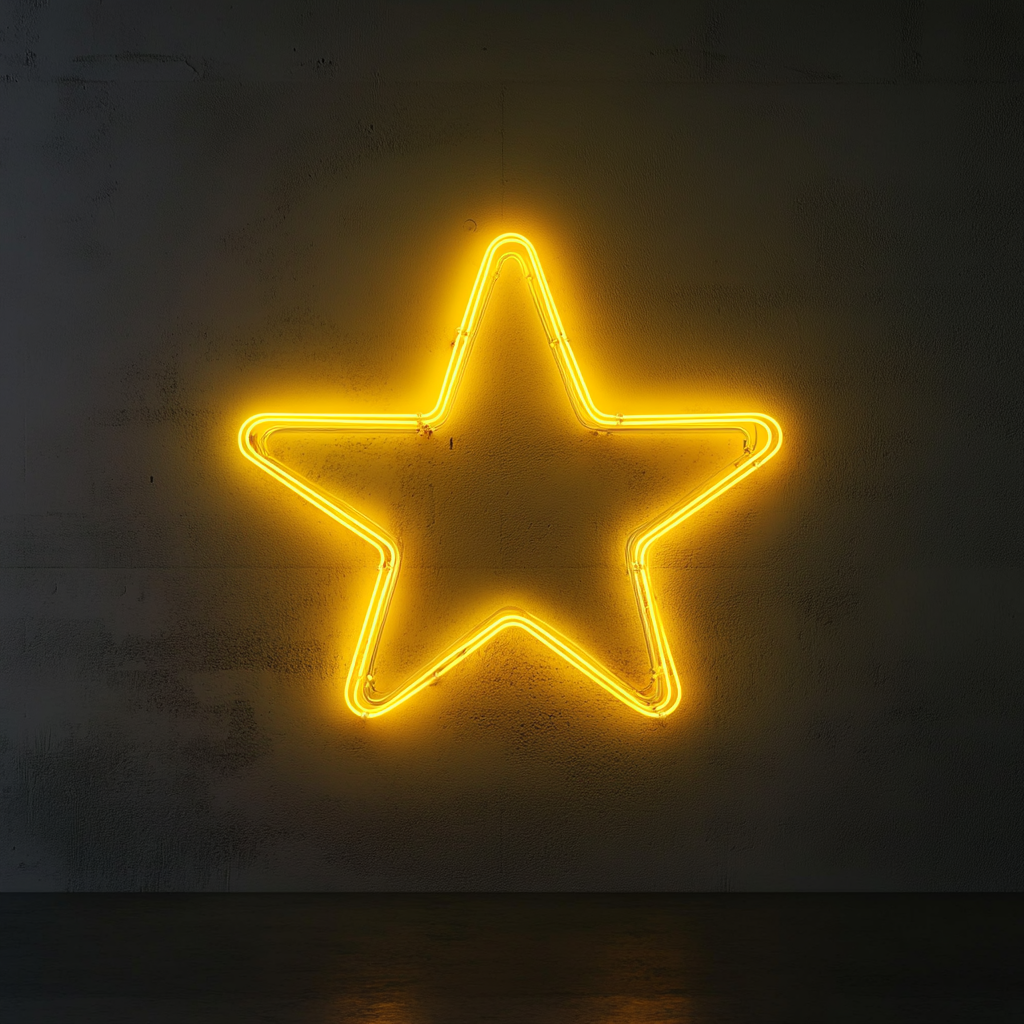 Sparkle Stars - Yellow Neon Sign, 24 Inches