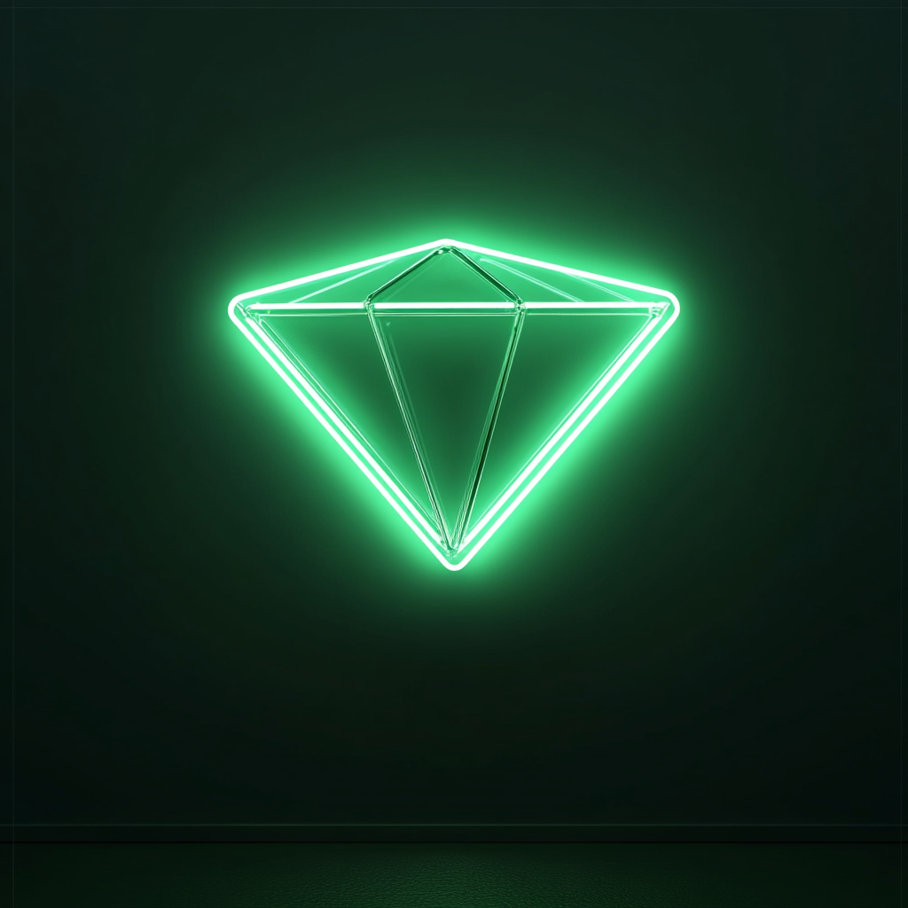 Sparkling Diamond - Green Neon Sign, 18 Inches