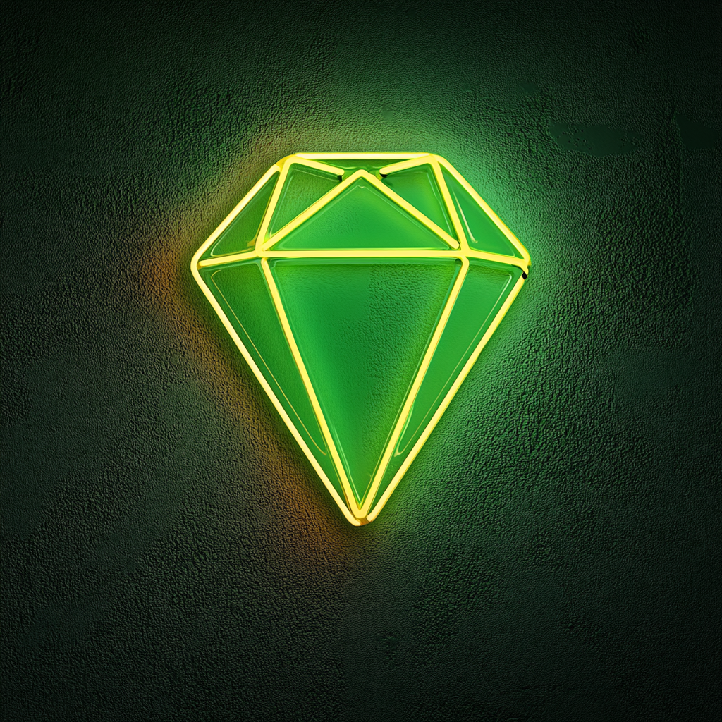 Sparkling Diamond - Green Neon Sign, 24 Inches