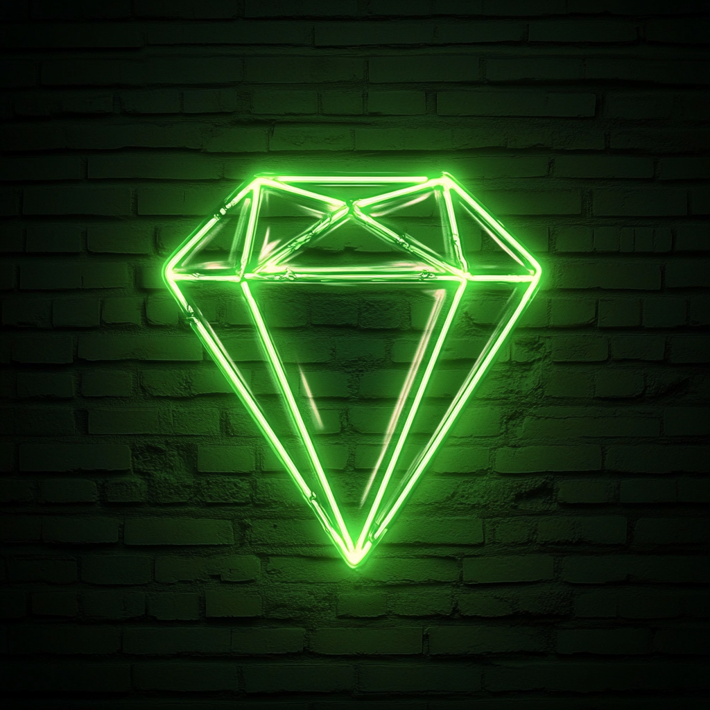 Sparkling Diamond - Green Neon Sign, 18 Inches