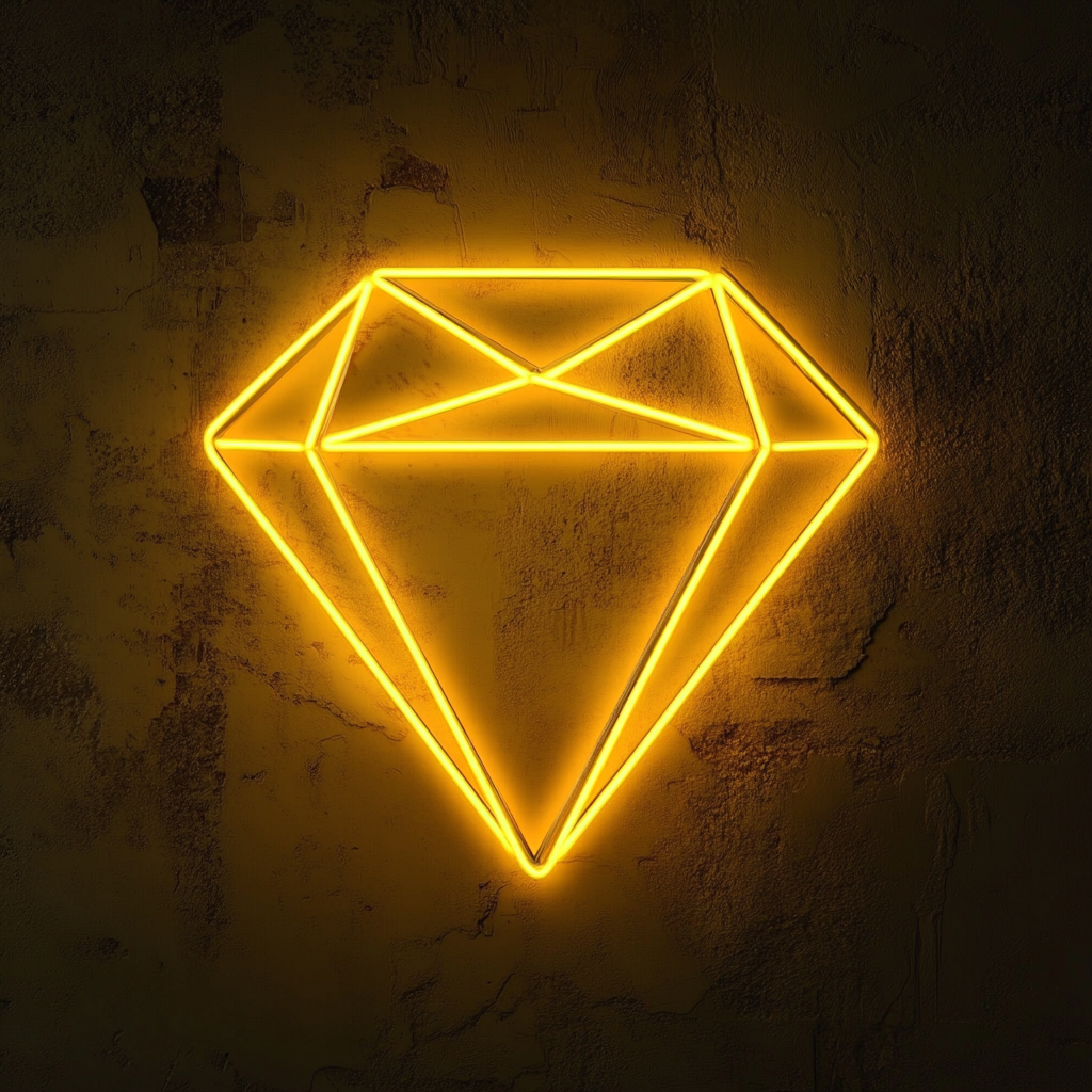 Sparkling Diamond - Yellow Neon Sign, 24 Inches