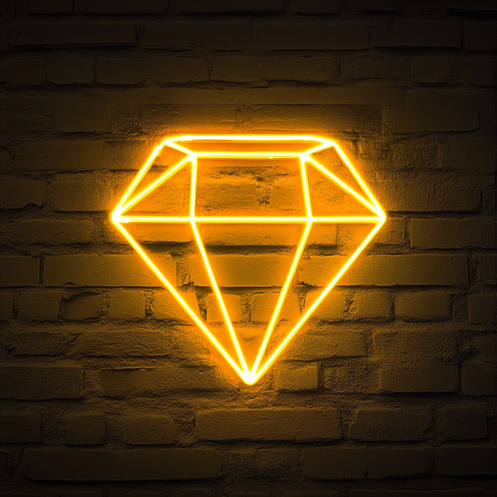 Sparkling Diamond - Yellow Neon Sign, 18 Inches