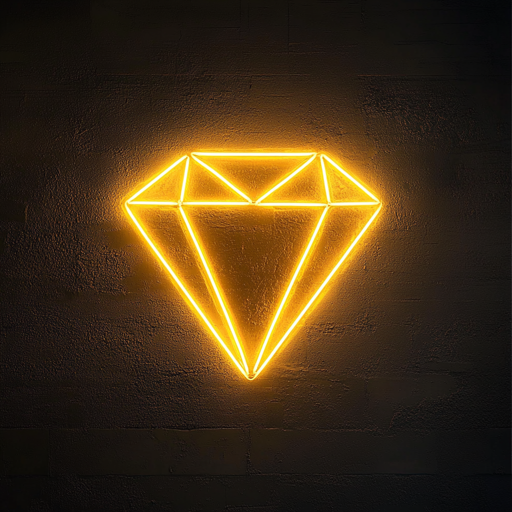 Sparkling Diamond - Yellow Neon Sign, 18 Inches