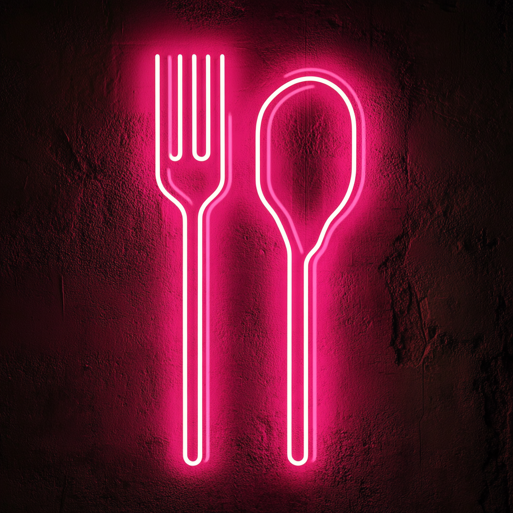 Spatula and Fork - Pink Neon Sign, 18 Inches