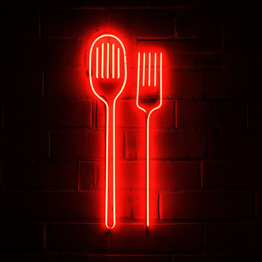Spatula and Fork - Red Neon Sign, 24 Inches