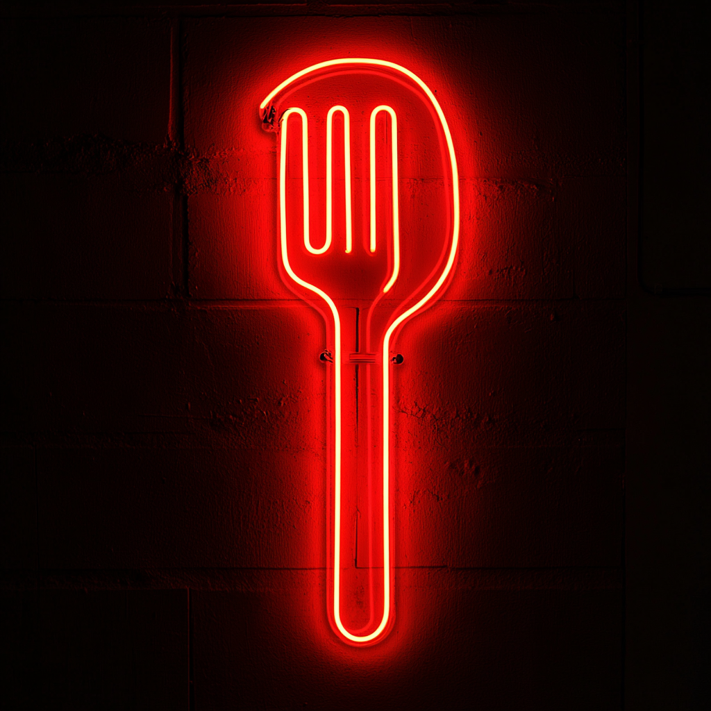 Spatula and Fork - Red Neon Sign, 18 Inches