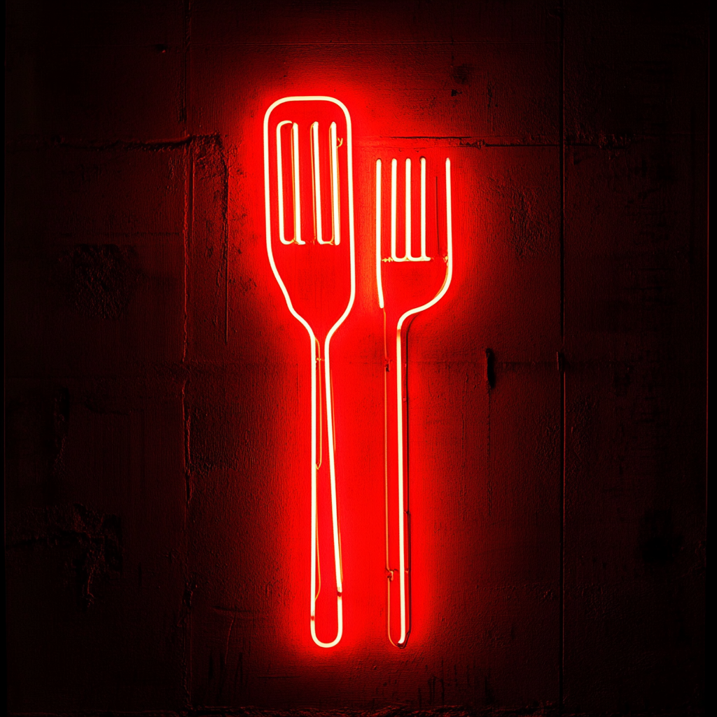 Spatula and Fork - Red Neon Sign, 18 Inches