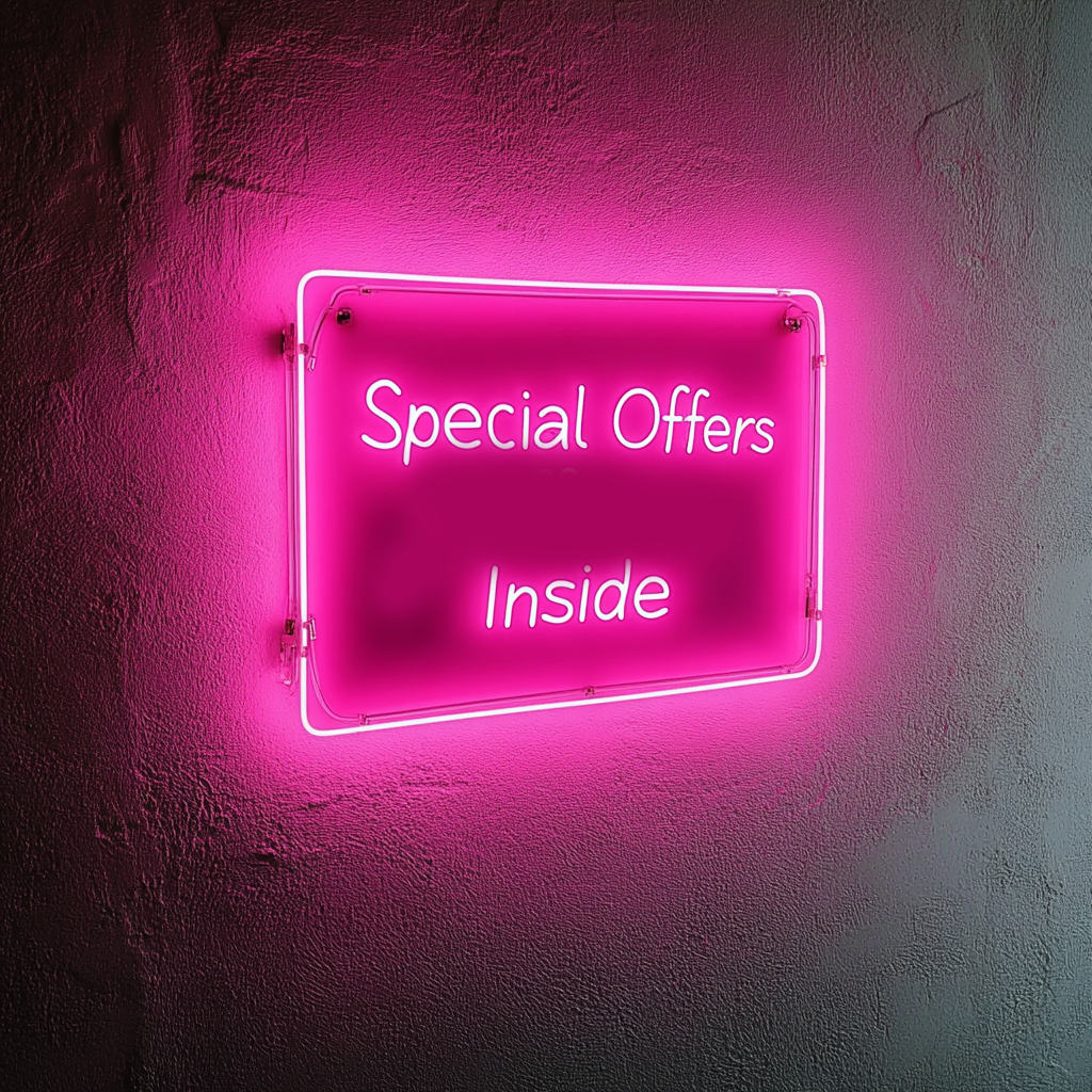 "Special Offers Inside" - Pink Neon Sign, 24 Inches