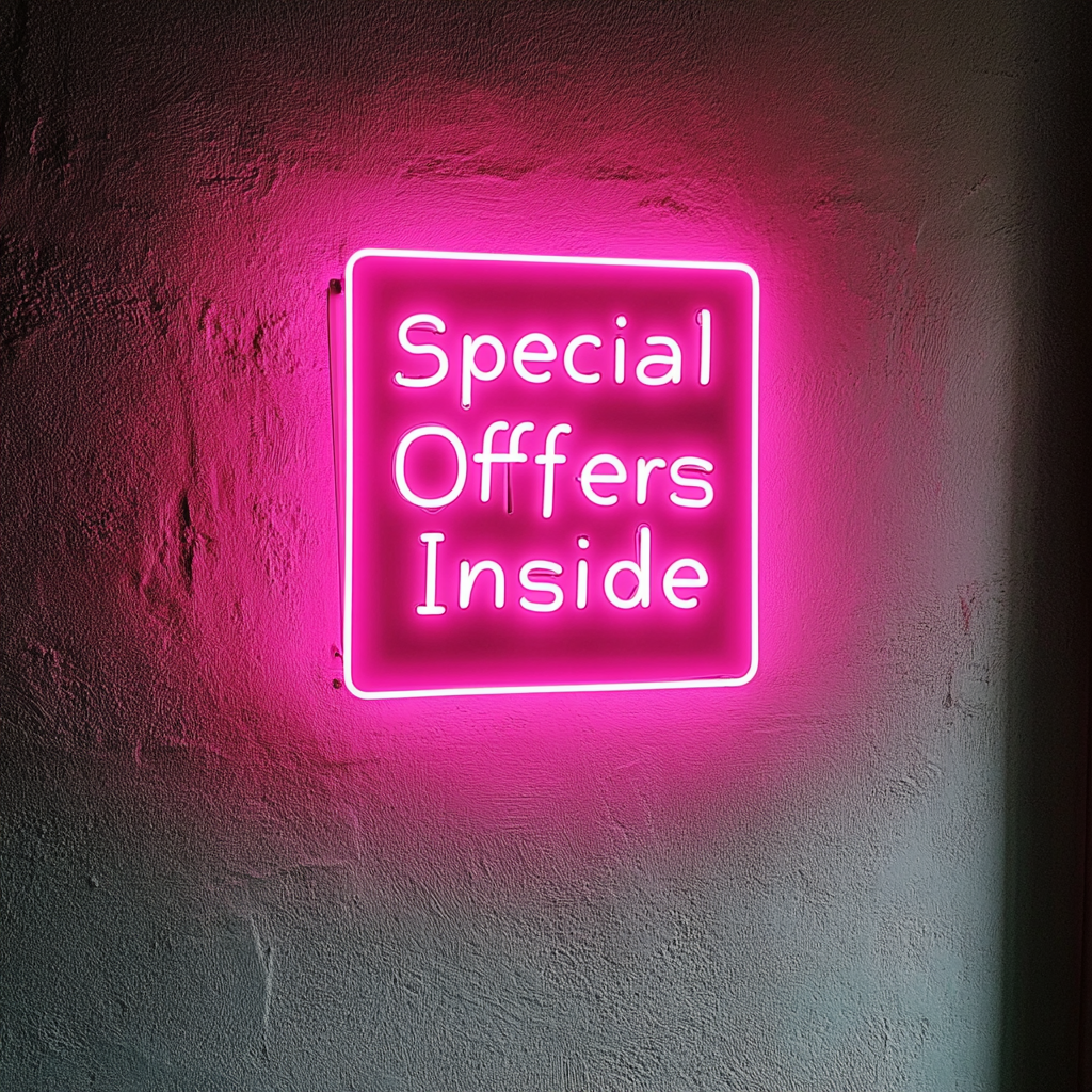 "Special Offers Inside" - Pink Neon Sign, 24 Inches