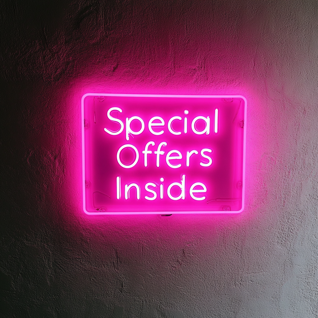 "Special Offers Inside" - Pink Neon Sign, 24 Inches