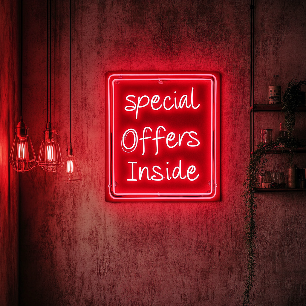 "Special Offers Inside" - Red Neon Sign, 24 Inches
