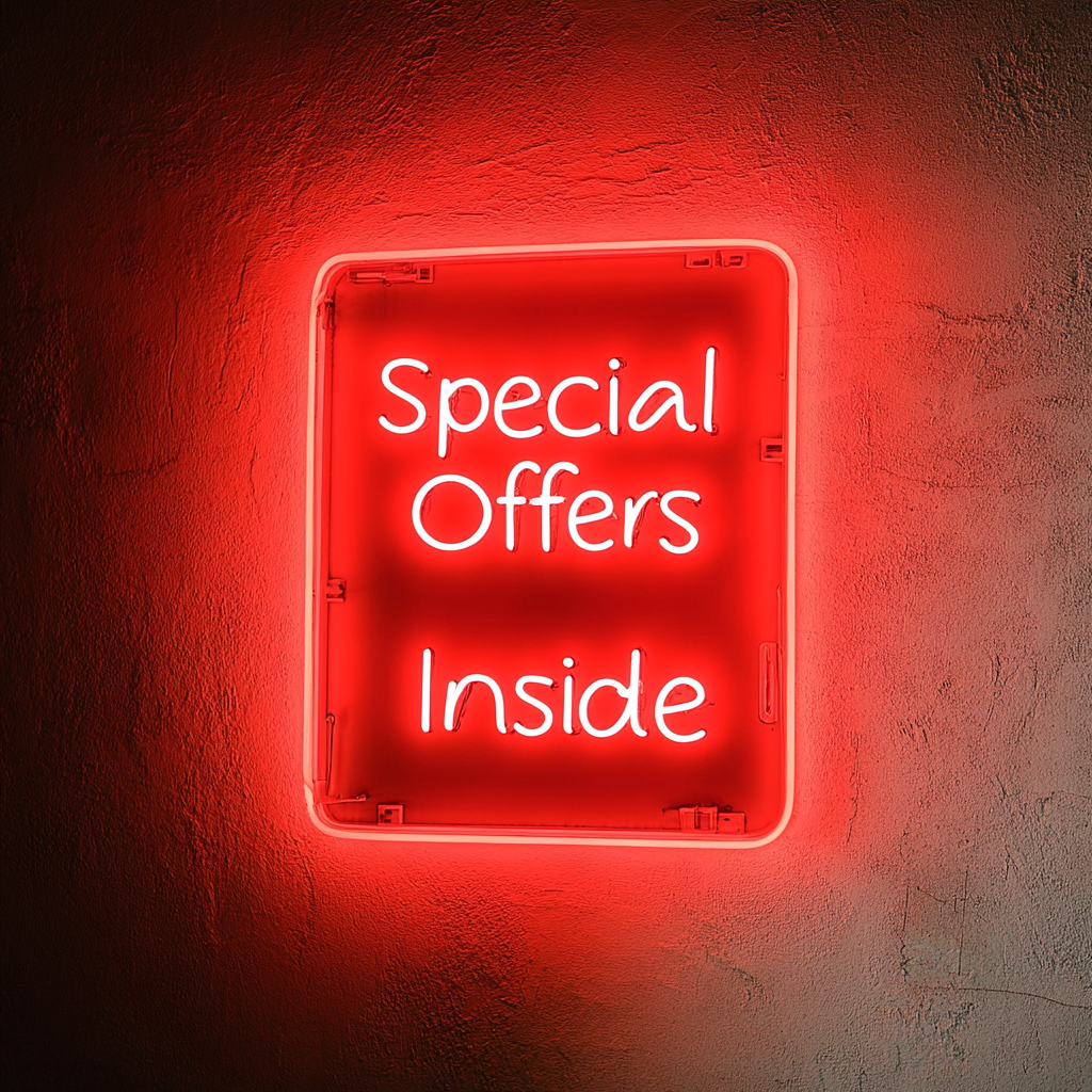 "Special Offers Inside" - Red Neon Sign, 24 Inches