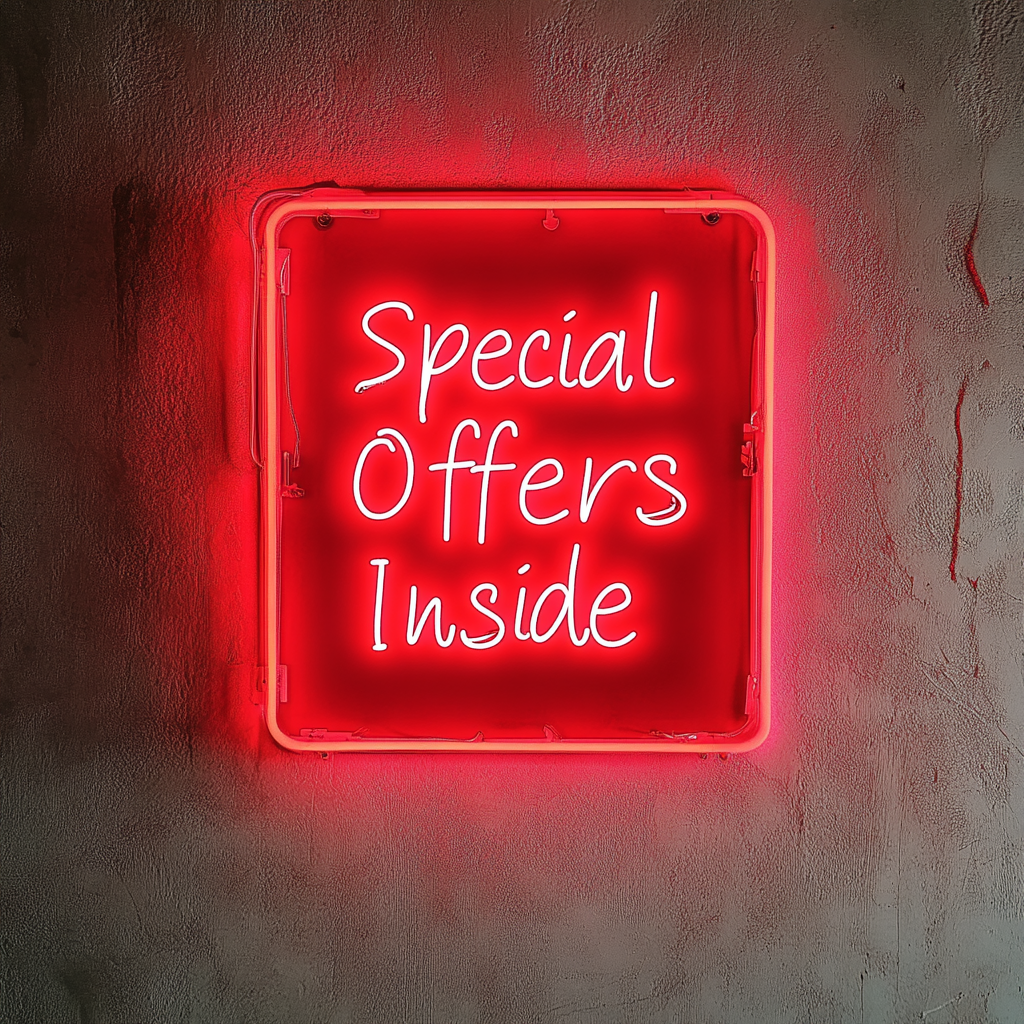 "Special Offers Inside" - Red Neon Sign, 24 Inches