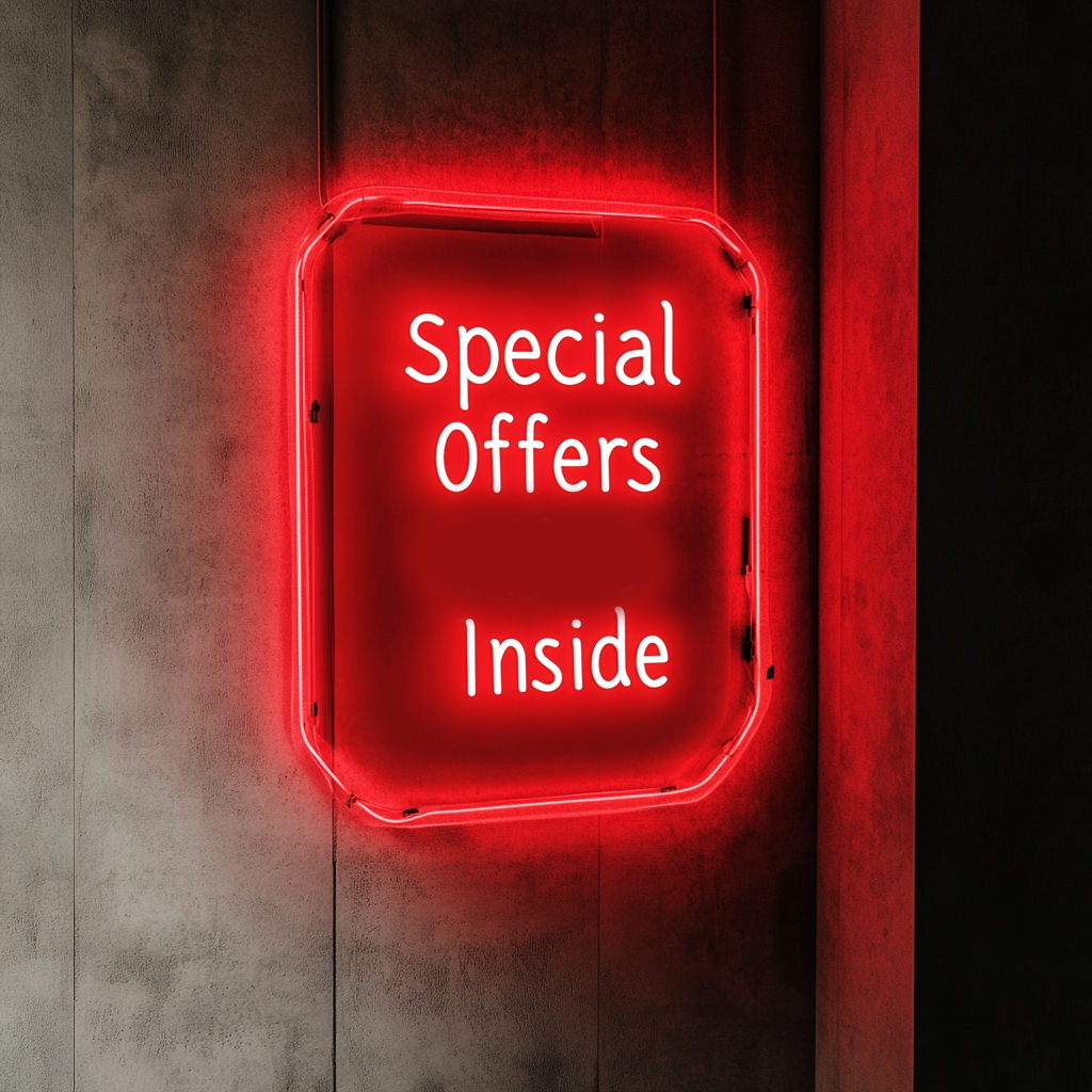 "Special Offers Inside" - Red Neon Sign, 24 Inches