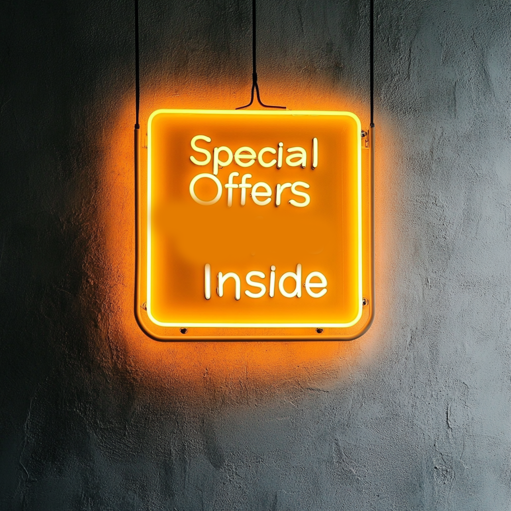 "Special Offers Inside" - Yellow Neon Sign, 24 Inches