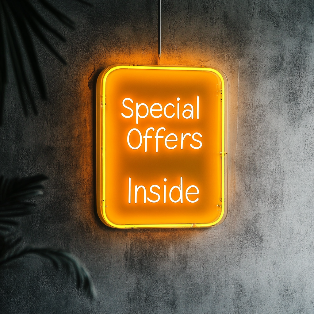 "Special Offers Inside" - Yellow Neon Sign, 24 Inches