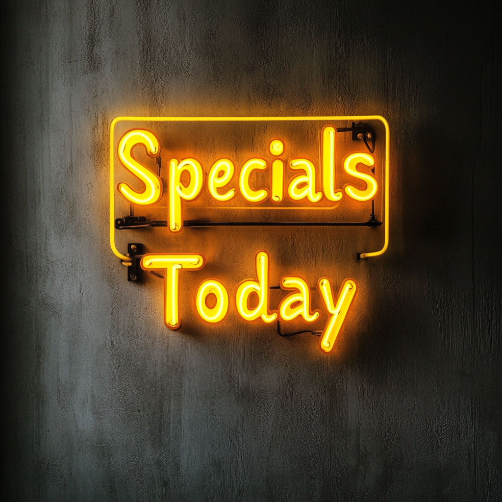 "Specials Today" - Yellow Neon Sign, 24 Inches