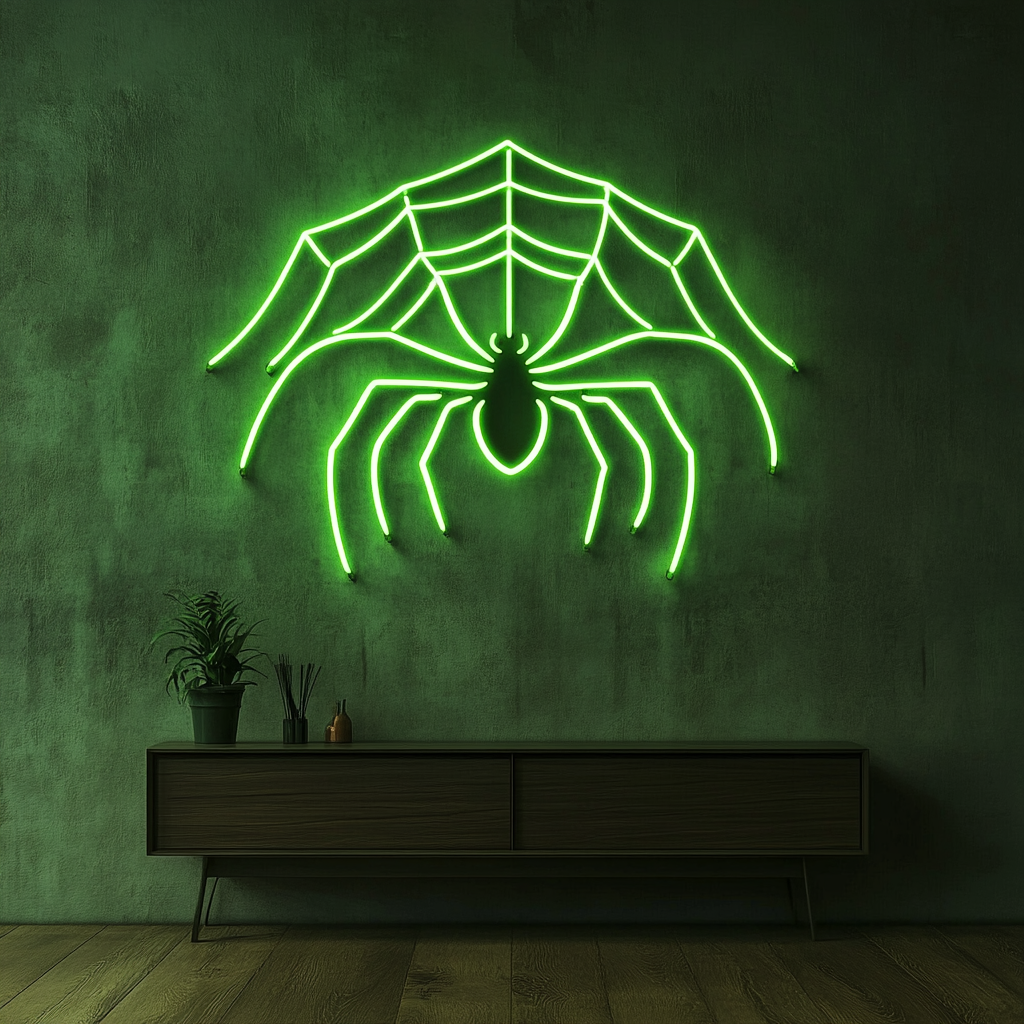 Spider - Green Neon Sign, 18 Inches