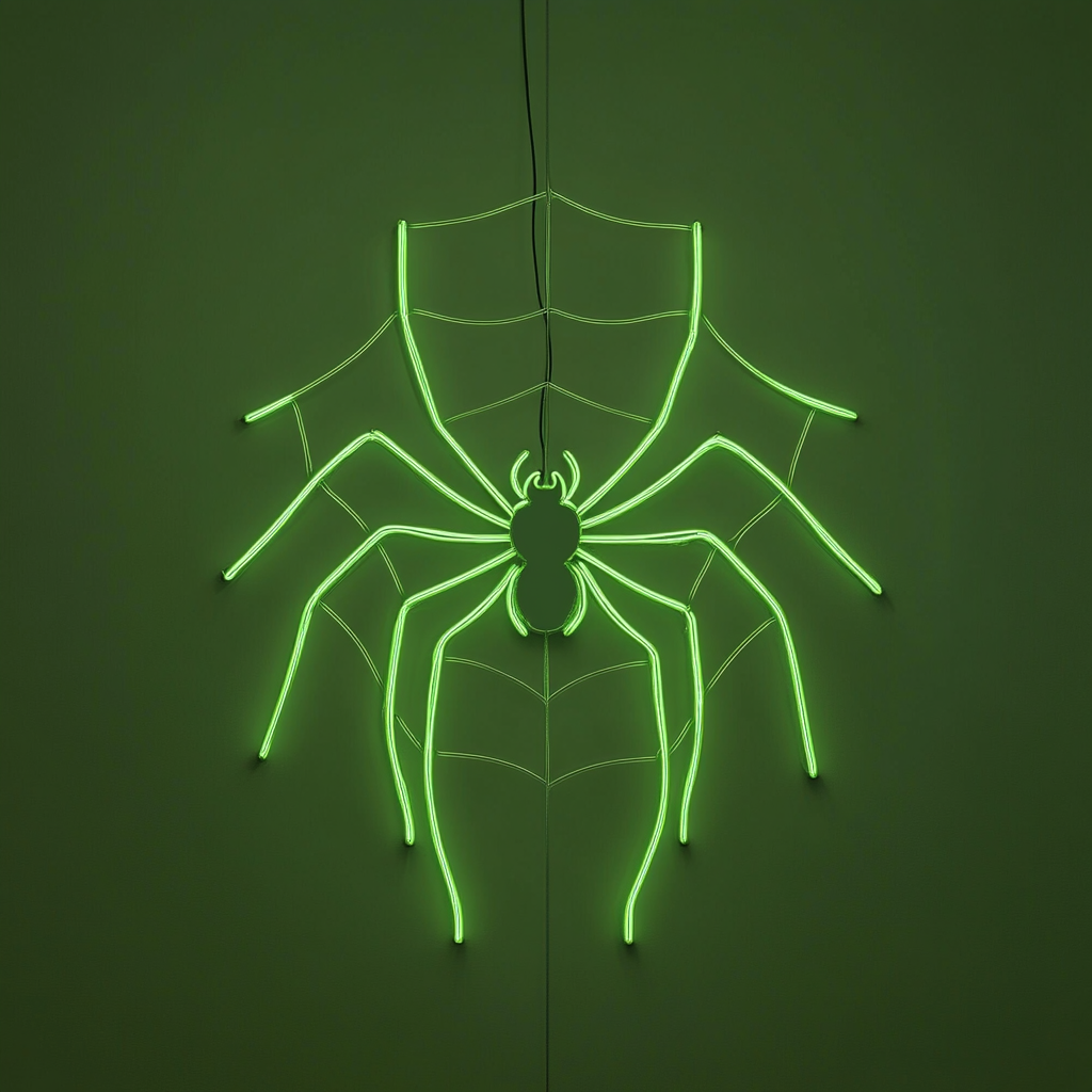 Spider - Green Neon Sign, 18 Inches