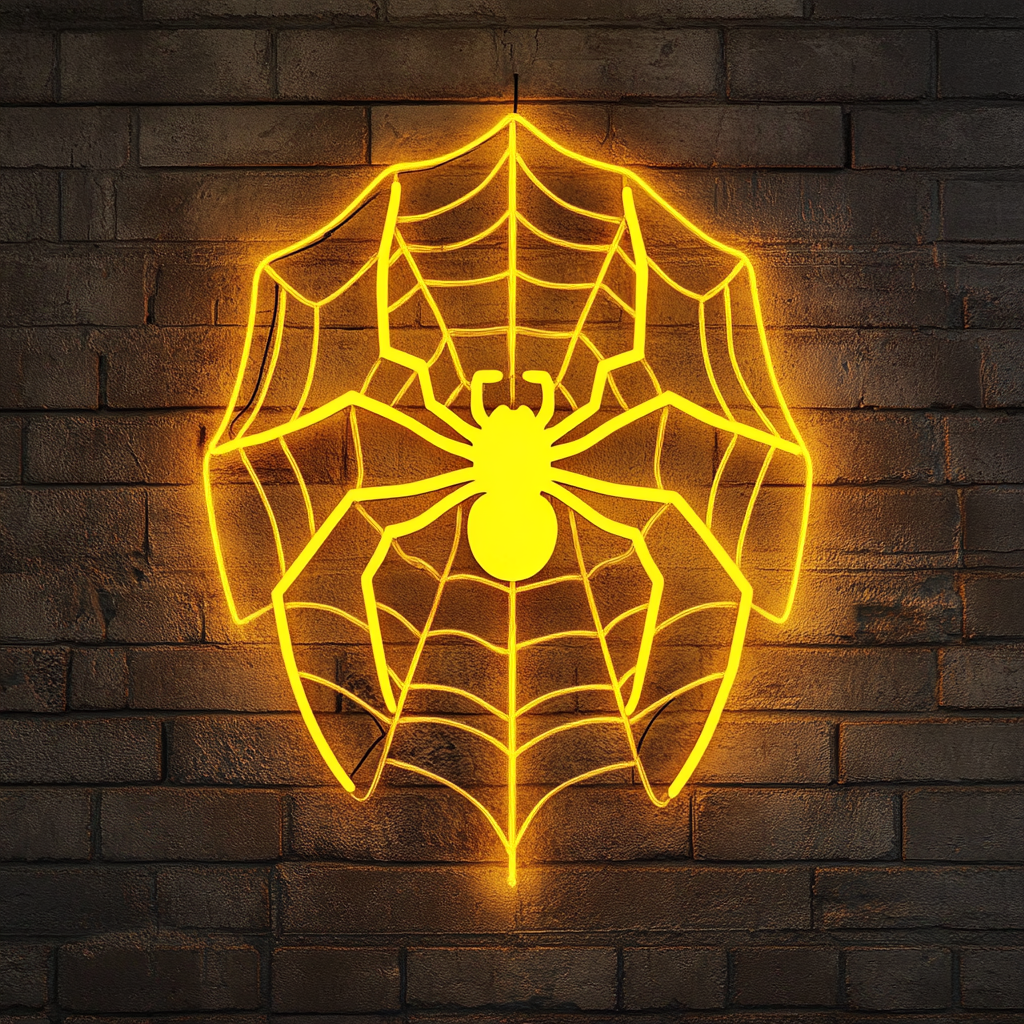 Spider - Yellow Neon Sign, 18 Inches