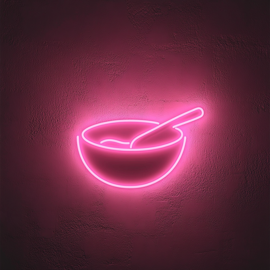 Spoon and Bowl - Pink Neon Sign, 18 Inches