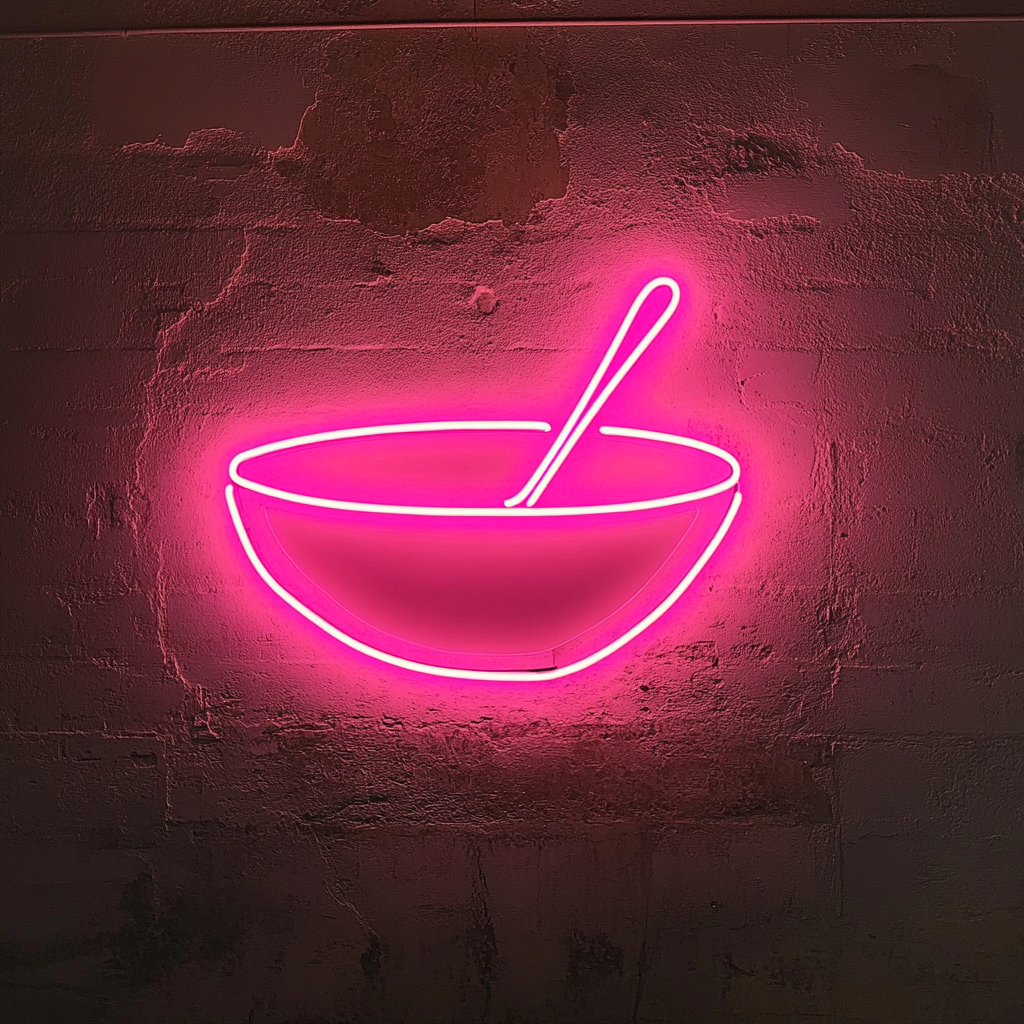 Spoon and Bowl - Pink Neon Sign, 18 Inches