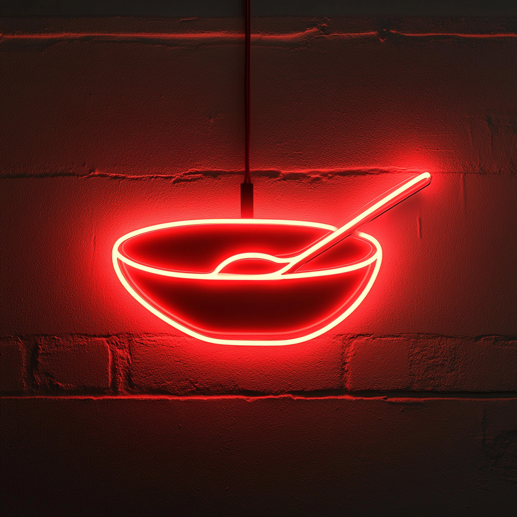 Spoon and Bowl - Red Neon Sign, 24 Inches