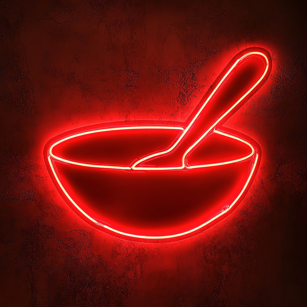Spoon and Bowl - Red Neon Sign, 18 Inches