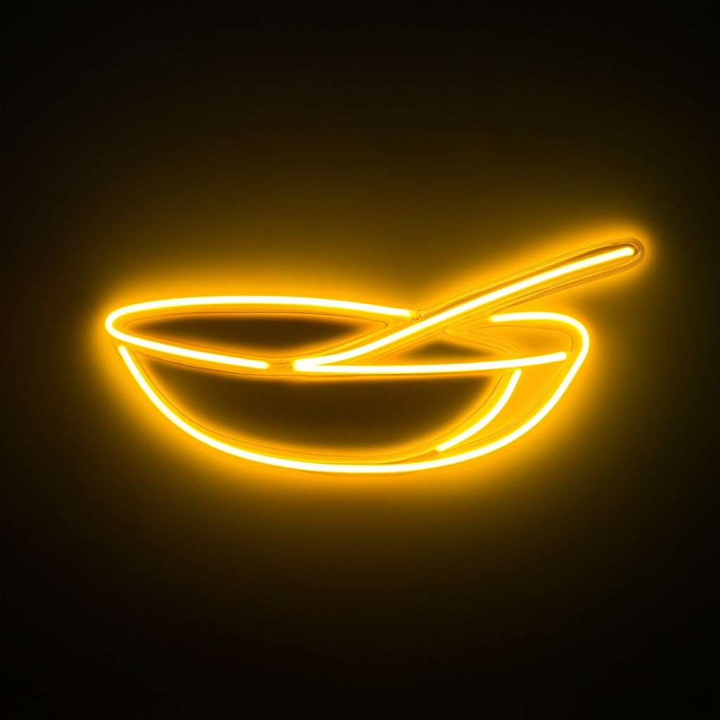Spoon and Bowl - Yellow Neon Sign, 18 Inches