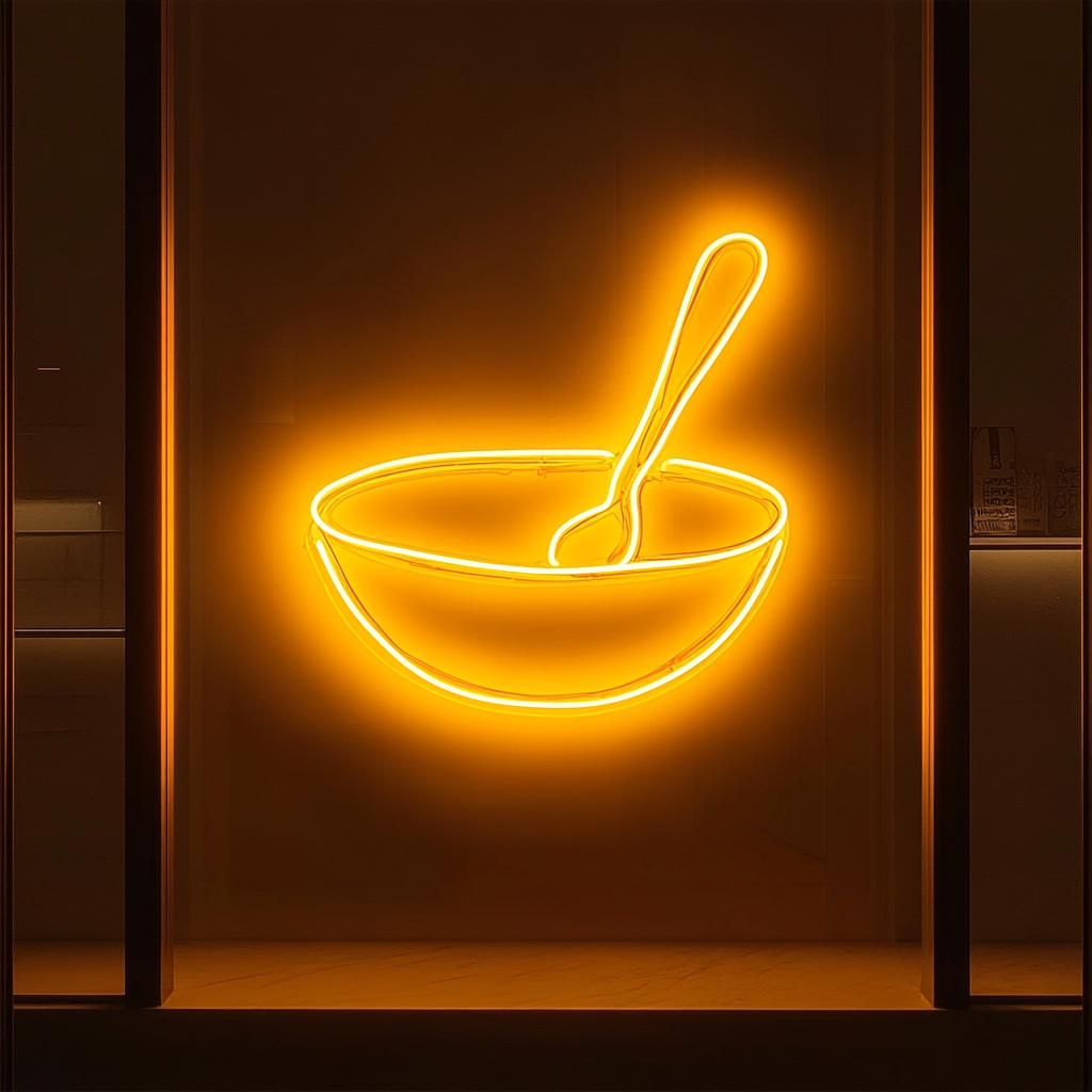 Spoon and Bowl - Yellow Neon Sign, 24 Inches