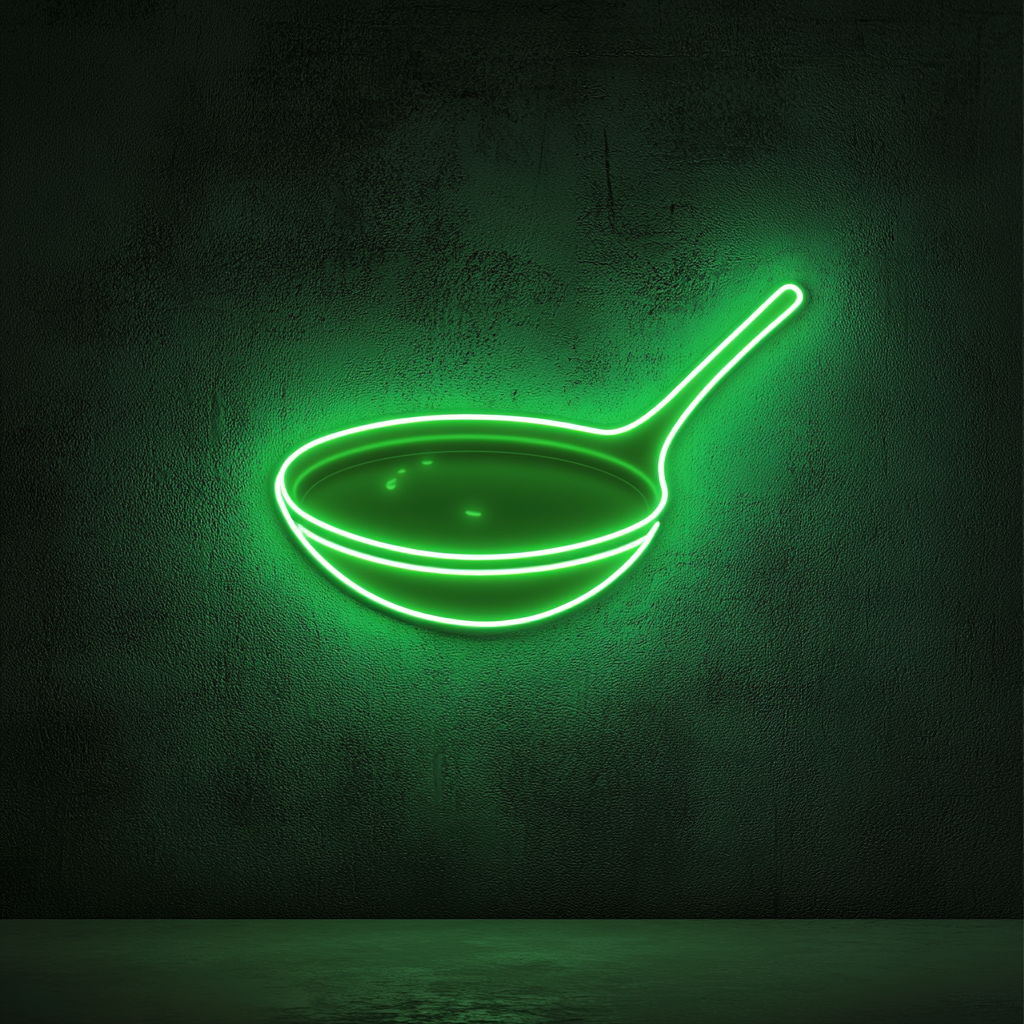 Spoonful of Soup - Green Neon Sign, 24 Inches