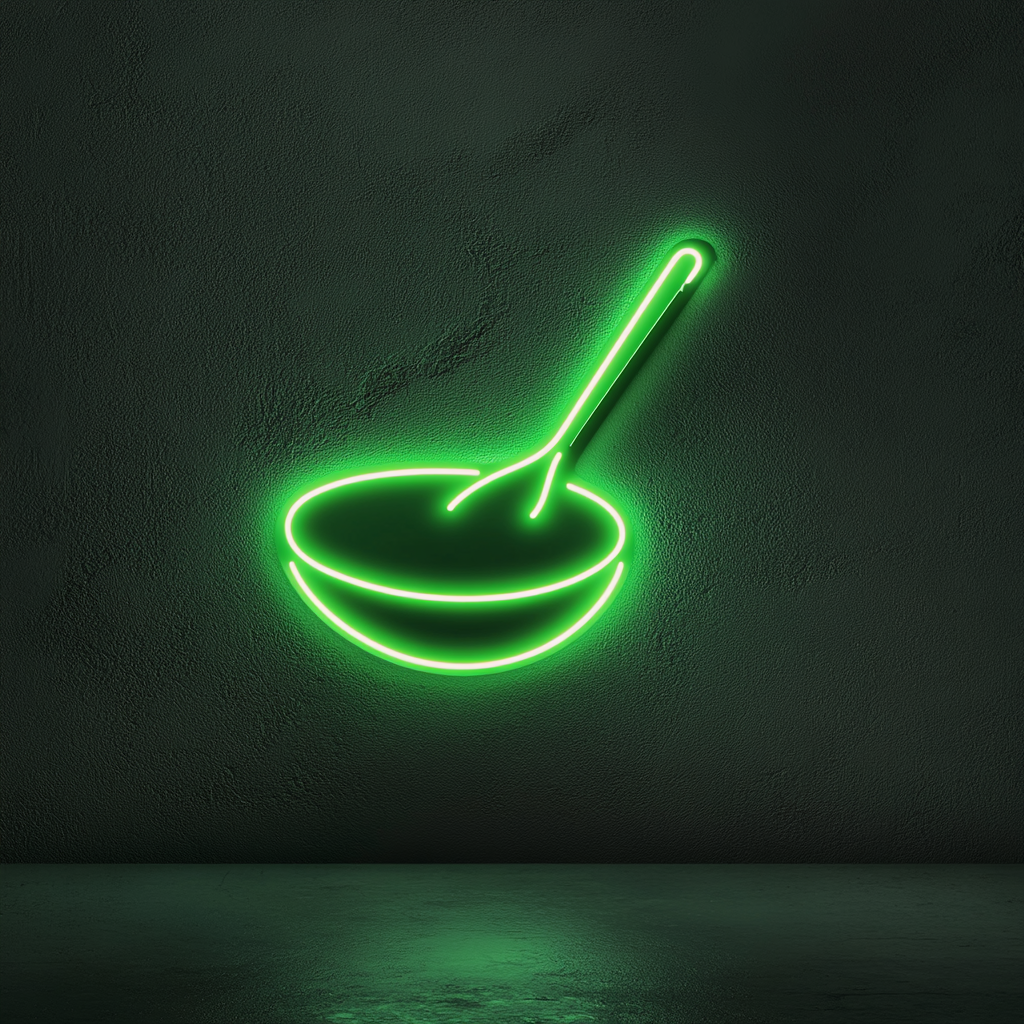 Spoonful of Soup - Green Neon Sign, 24 Inches