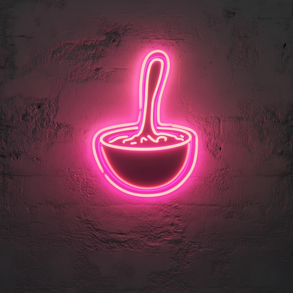 Spoonful of Soup - Pink Neon Sign, 24 Inches