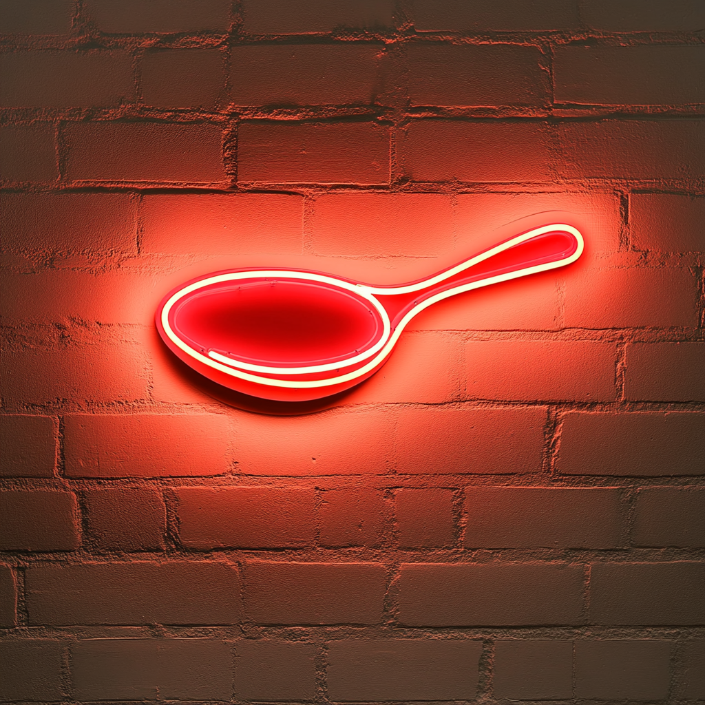 Spoonful of Soup - Red Neon Sign, 18 Inches
