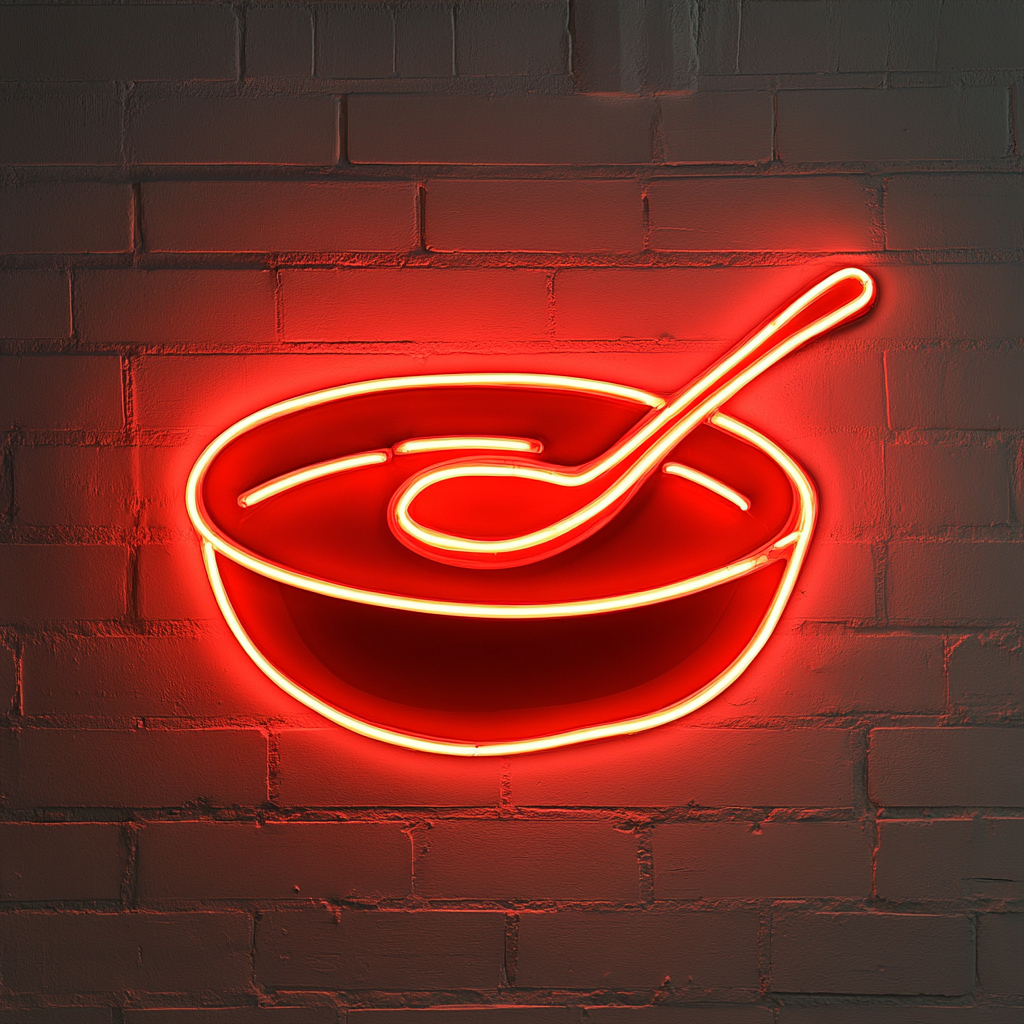 Spoonful of Soup - Red Neon Sign, 24 Inches