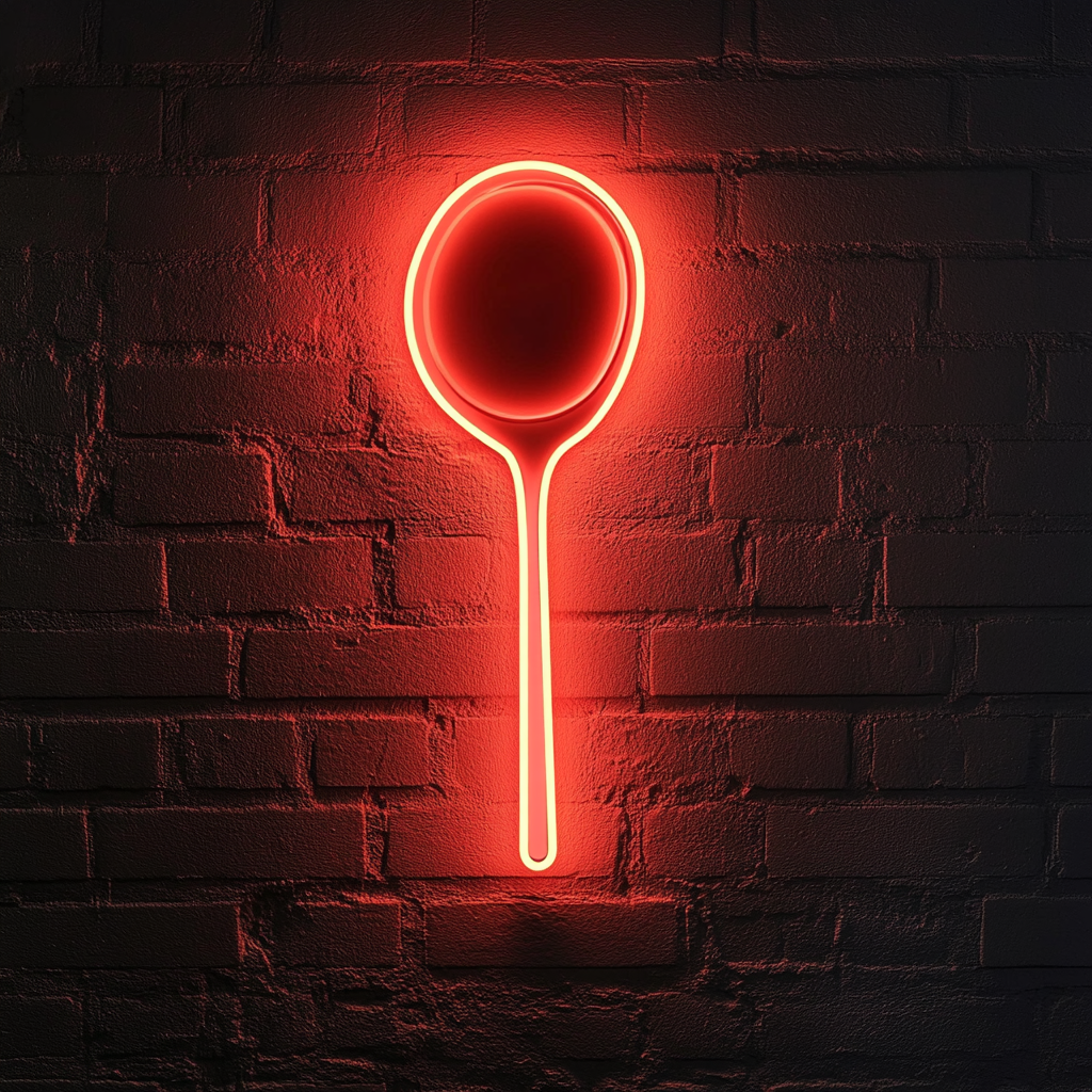 Spoonful of Soup - Red Neon Sign, 18 Inches