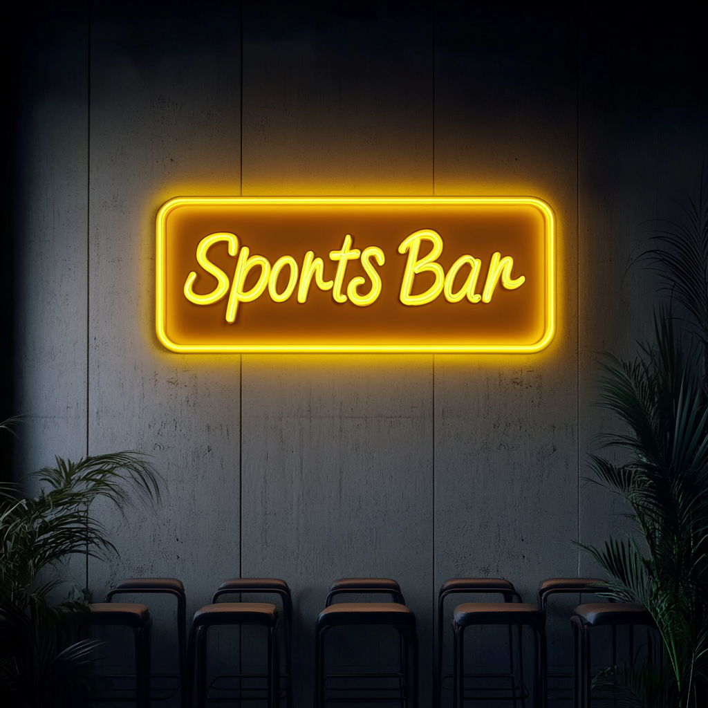 "Sports Bar" - Yellow Neon Sign, 24 Inches