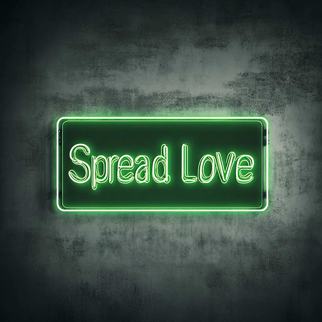 Spread Love - Green Neon Sign, 24 Inches