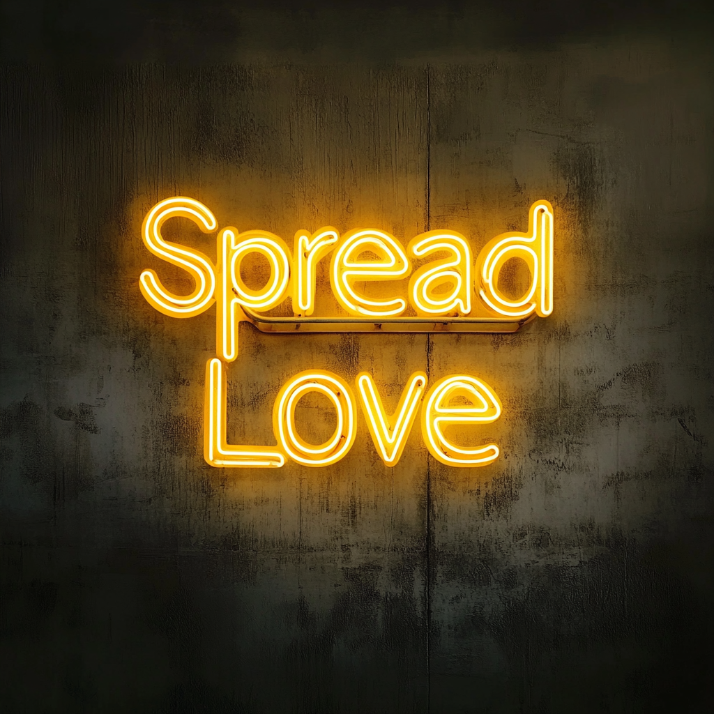 Spread Love - Yellow Neon Sign, 18 Inches