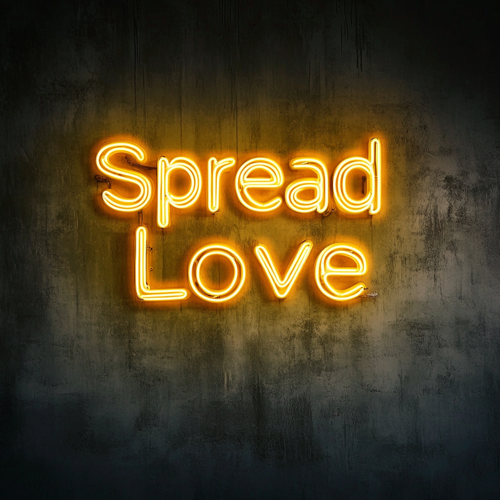 Spread Love - Yellow Neon Sign, 18 Inches