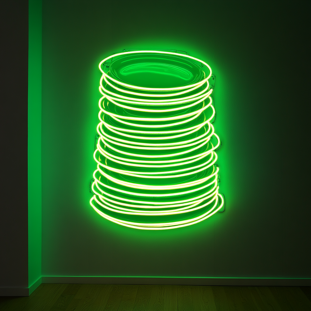 Stack of Plates - Green Neon Sign, 18 Inches