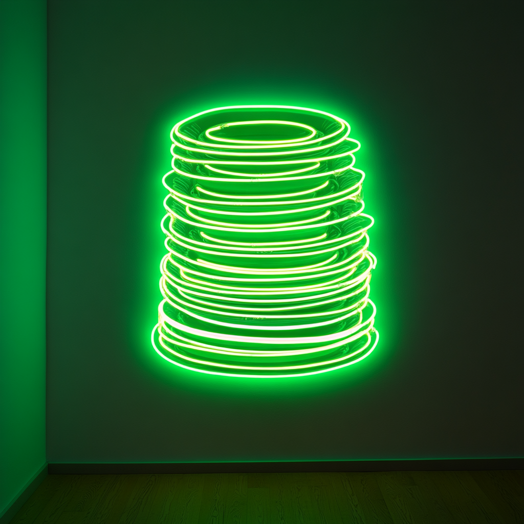 Stack of Plates - Green Neon Sign, 18 Inches