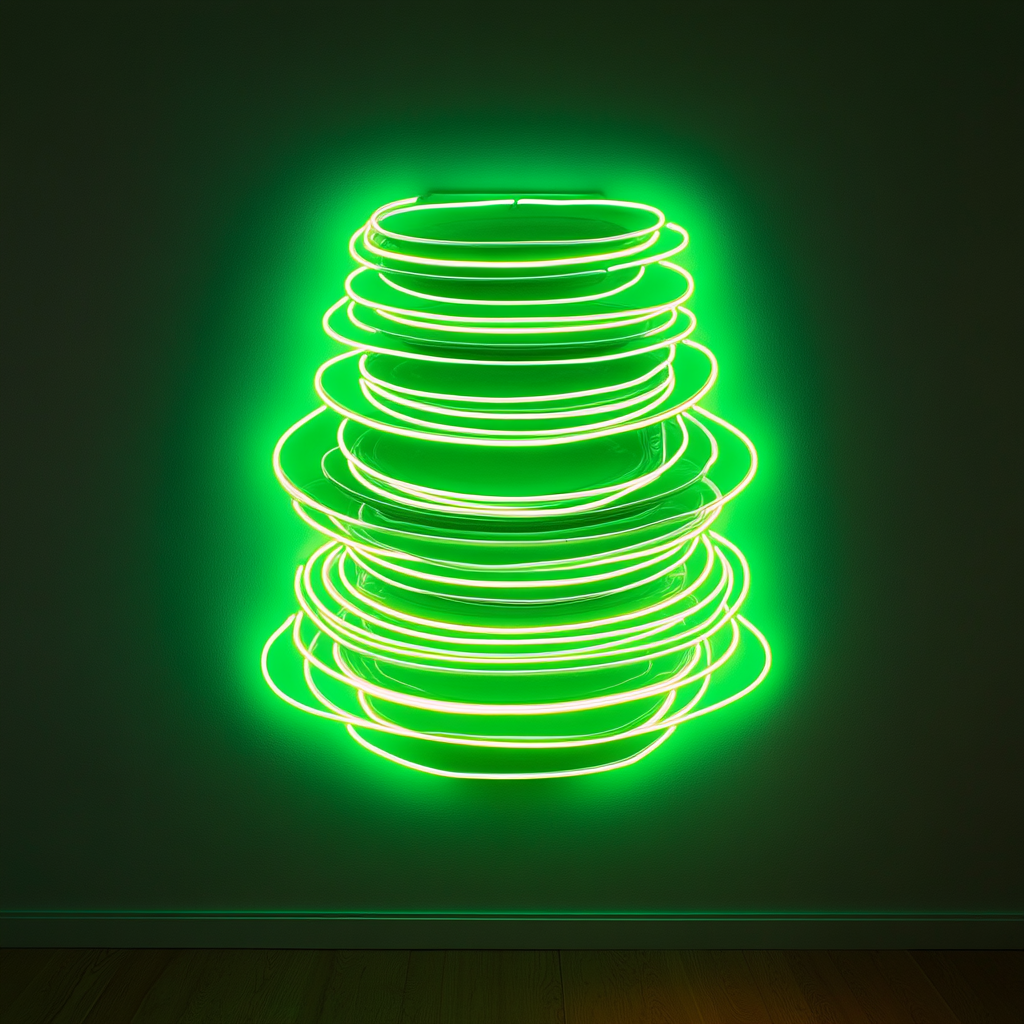 Stack of Plates - Green Neon Sign, 24 Inches